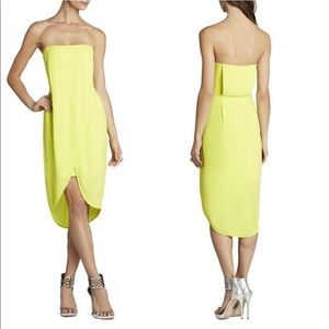 Lime Strapless Wrap Drape Gown Cocktail Dress